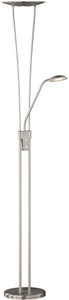 FH LIGHTING, LED-Stehleuchte Vico mit Leselampe, nickel matt, 