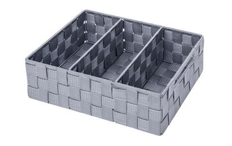 Wenko, Wenko Aufbewahrungskorb Adria mit Griff, WENKO Aufbewahrungskorb »Adria 32 x 21 x 10 cm, Grau«, (1 St.)