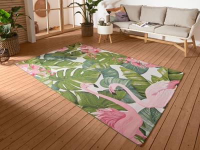 Hanse Home, HANSE Home Outdoorteppich »Tropical Flamingo«, rechteckig, 3 mm Höhe, strapazierfähig, robust, pflegeleicht, fussbodenheizungsgeeignet, HANSE Home Outdoorteppich »Tropical Flamingo«, rechteckig, 3 mm Höhe, In-& Outdoor, Teppich, Wetterfest, Balkon, Garten, Wohnzimmer, Floral