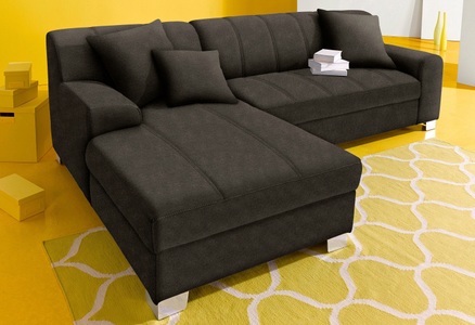 INOSIGN, INOSIGN Ecksofa, wahlweise mit Bettfunktion, INOSIGN Ecksofa »Turah incl. Zierkissen, moderne Steppung, auch in Leder«, wahlweise mit Bettfunktion, Schlafsofa, B/T/H: 239/152/75 cm, L-Form