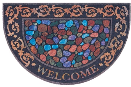 White Label, White Label - Fussmatte - 45 x 70 cm - Multicolor, my home Fussmatte »Welcome halbrund, Türmatte«, halbrund, 6 mm Höhe, Farbenfroh, Robust, Pflegeleicht, Rutschfest, mit Schrift