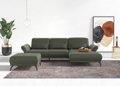 INOSIGN Ecksofa »Coco«, wahlweise mit Sitztiefen, Armteil- und Kopfteilverstellungim Cord, mit Füssen 15 cm hoch