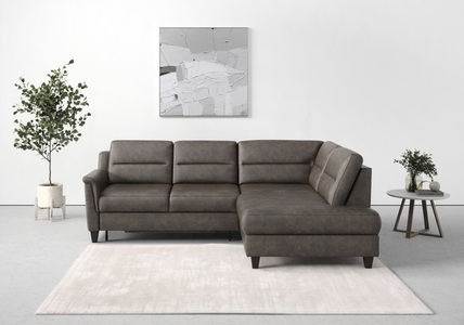 sit&more Ecksofa »Farö«, inklusive Federkern, mit wengefarbenen Füssen, wahlweise mit Bettfunktion und Bettkasten