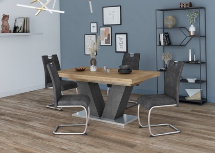 undefined, Esstisch »Komfort D«, mit V-Gestell in graphit und mit Auszugsfunktion, Breite 160-260 cm, Mäusbacher Esstisch »Komfort Tisch TOPSELLER!«, Mäusbacher Esstisch mit V Gestell und Bodenplatte. Breite 160-260