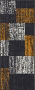 White Label, White Label - Design-Velourteppich - 80 x 250 cm - Dunkelgrau, Senfgelb, my home Läufer »John«, rechteckig, 8 mm Höhe, Kurzflor, Patchwork Design, Used-Look, ringsum gekettelt