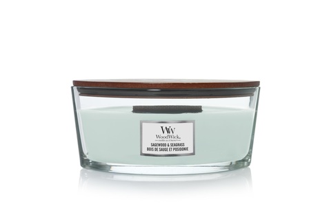 WoodWick, WoodWick - Ellipse Duft Kerze mit Holz Docht (10.17286.030E) - Sagewood & Seagrass, Woodwick Duftkerze »Sagewood & Seagrass Ellipse«