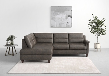 sit&more Ecksofa »Farö«, inklusive Federkern, mit naturfarbenen Füssen, wahlweise mit Bettfunktion und Bettkasten