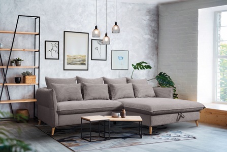exxpo - sofa fashion, exxpo - sofa fashion Ecksofa »WALPY«, L-Form, wahlweise mit Bettfunktion und Bettkasten, in Cord, exxpo - sofa fashion Ecksofa »WALPY, elegant & modern, bequem, schmale Armlehnen, Breite 274cm« L-Form, wahlweise mit Bettfunktion und Bettkasten, in Cord