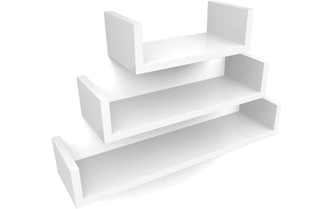 SONGMICS, Songmics - Wandregal 3er Set Schweberegale, MDF Holz, Tiefe 15 cm, 60/45/30 cm, Weiß U-Form Wandboard LWS66W, SONGMICS Wandregal »u-förmig, Weiss«