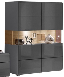 SERIE TOLEDO, Highboard »Serie Toledo«, Höhe 152cm, INOSIGN Highboard »Toledo,Breite 121,5 cm, trendige Hochkommode mit 2 Türen«, Hochschrank mit Glas-Partien,stylische Hochglanzfronten