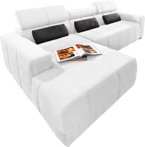 DOMO collection, DOMO collection Ecksofa, DOMO collection Ecksofa »Brandon grosse Ausführung B/T/H: 289/177/80 cm, auch in Leder und Cord«, mit Kopfteilverstellung, wahlweise Sitztiefenverstellung, L-Form