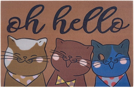 White Label, White Label - Fussmatte - 45 x 70 cm - Multicolor, my home Fussmatte »Katzen, Türmatte«, rechteckig, 6 mm Höhe, Tiermotiv, Robust, Pflegeleicht, Rutschfest, Hallo