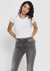 ONLY, Only cropped ribbed t-shirt in white, 