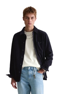 Marc O'Polo DENIM Langarmshirt, aus softem Frottee-Cord, relaxed fit, Kentkragen