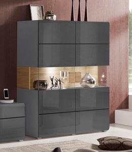 SERIE TOLEDO, Highboard »Serie Toledo«, Höhe 152cm, INOSIGN Highboard »Toledo,Breite 121,5 cm, trendige Hochkommode mit 2 Türen«, Hochschrank mit Glas-Partien,stylische Hochglanzfronten