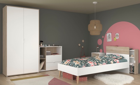 Parisot Jugendzimmer-Set »Aalborg 2«, (Set, 4 tlg.), ausziehbares Regal am Bett, viel Stauraum, tolle Optik