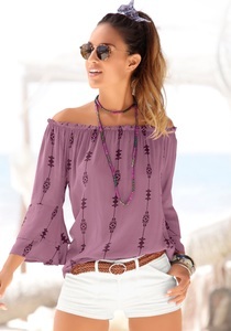 Lascana, LASCANA Bluse mit Ethnoprint, LASCANA Carmenbluse mit Ethnoprint, Damenbluse, schulterfrei, casual