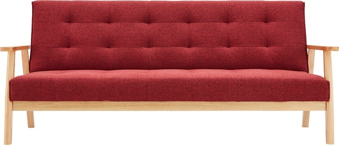 mutoni casual, Bettsofa 3-Sitzer Strukturstoff karminrot 190, 