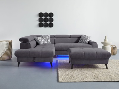 Cotta, COTTA Ecksofa »Mia«, 3-tlg.-Kissen-Set, Ottomane, wahlweise mit oder ohne RGB-Beleuchtung, COTTA Ecksofa »Mia L-Form«, 3-tlg.-Kissen-Set, Ottomane, wahlweise mit oder ohne RGB-Beleuchtung