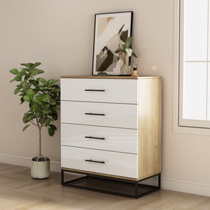 GOODproduct Schubkastenkommode »Lucca Sideboard mit schwarzen Griffen 4 Schubladen Kufengestell« Hochwertige Hochglanzfronten in weiss