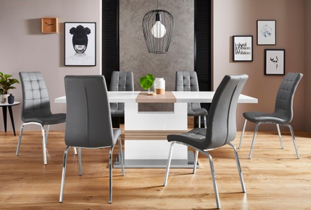 INOSIGN Essgruppe »Perez/Lila«, (Set, 5 tlg.), mit 4 Stühlen, Tisch ausziehbar, Breite 160-200 cm