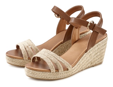 Lascana, LASCANA Sandalette, mit Keilabsatz in Bast-Optik, LASCANA Sandalette »Sommerschuh«, Sandale, Sommerschuh mit Keilabsatz in Bast-Optik VEGAN