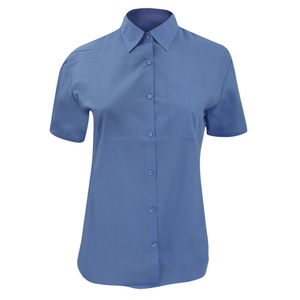 Russell, Russell Kurzarmbluse »Collection Poplin Bluse, Kurzarm, pflegeleicht«, Russell - Collection Poplin Bluse, Kurzarm, pflegeleicht, für Damen, Blau, Größe 4XL