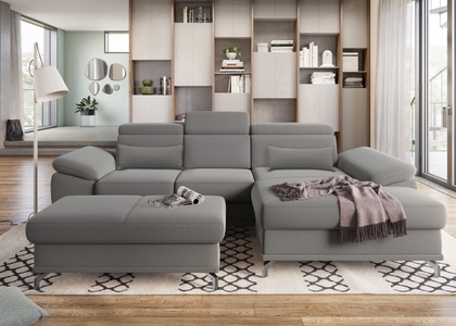 SIT&MORE, sit&more Ecksofa, sit&more Ecksofa »Cabrio L-Form, mit Sitztiefenverstellung, Arm- und Kopfteilverstellung«, 2 Nierenkissen, Federkern, optional Bettfunktion und Stauraum