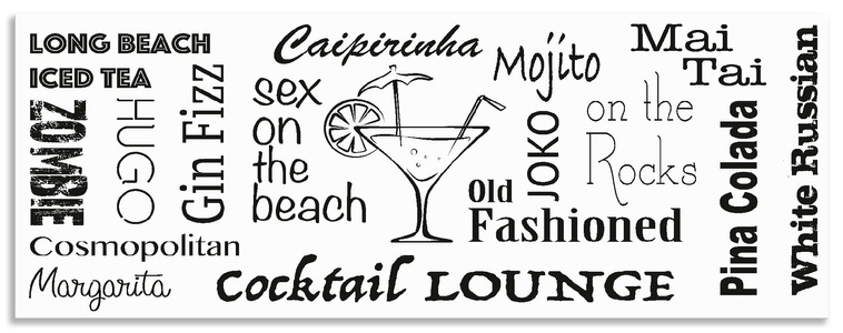Artland, Artland Küchenrückwand »Cocktail Lounge«, Artland Küchenrückwand »Cocktail Lounge«, (1 tlg.), Alu Spritzschutz mit Klebeband, einfache Montage