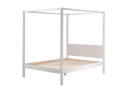 Vipack, Vipack Himmelbett, Vipack Himmelbett »Pino, Kiefer massiv weiss lackiert, Made in Europe, zeitloses Design« B/H/T ca. 208x191x148cm, inkl. Rolllattenrost, 2 Breiten zur Auswahl, wahlweise mit Textil-Himmel