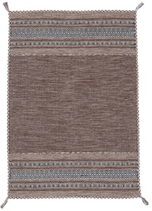 carpetfine, Wollteppich, »Kelim Azizi«, carpetfine, rechteckig, Höhe 5 mm, handgewebt, carpetfine Teppich »Kelim Azizi«, rechteckig, 5 mm Höhe, Baumwolle, Wendeteppich mit Fransen, Wohnzimmer