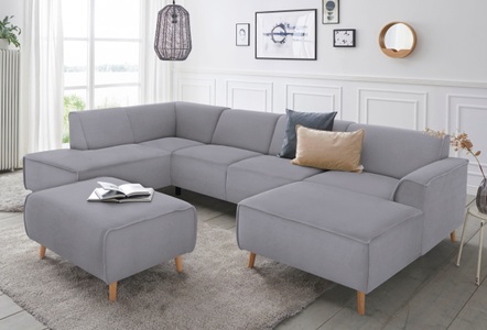 ANDAS, andas Wohnlandschaft »Janek«, mit Federkern und Keder in scandinavischem Design, Home affaire Wohnlandschaft »Janek Scandic Design, elegant und zeitlos U-Form« mit Federkern und Keder in scandinavischem Design
