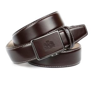 ANTHONI CROWN, Anthoni Crown Ledergürtel in Dunkelbraun mit Kontrast Stitching in Weiss, 