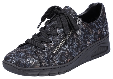 Rieker, Rieker Schnürschuh, Rieker Wedgesneaker, mit floralem Druck, Freizeitschuh, Halbschuh, Schnürschuh