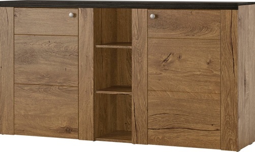 H HELVETIA M E B L E, Helvetia Sideboard »Larona«, Breite 155 cm, Home affaire Sideboard »Larona, zeitlose Kommode mit 2 Türen, Türkommode, Breite 155 cm,«, Höhe 84 cm, viel Stauraum, Anrichte mit dekorativer Rahmenoptik