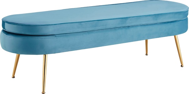 Salesfever, SalesFever Sitzbank »Clam«, mit hohem Sitzkissen, Sitzpouf oval lang, Sitzpouf oval Samt blau