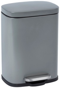 Wenko, Wenko - Treteimer Leno Easy-Close Grau lackierter Stahl Absenkautomatik 5 Liter - Grau und Schwarz, WENKO Kosmetikeimer »Leno«