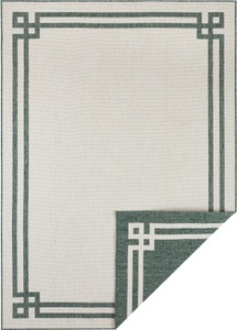 BOUGARI, Bougari - Wendbarer In-& Outdoor Flachgewebe-Teppich Manito Twin Supreme - 80 x 150 cm; - Grün, Creme, NORTHRUGS Teppich »Manito«, rechteckig, 5 mm Höhe, In-und Outdoor geeignet, Robust, Pflegeleicht, Flachgewebe, Wendbar