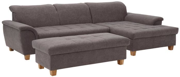 HOME AFFAIRE, Home affaire Ecksofa »Lyla«, mit Recamiere, wahlweise mit Rückenfunktion und zusätzlich mit Bett + Bettkasten, Home affaire Ecksofa »Lyla fester Sitzkomfort, bequeme Armlehnen, Breite 279cm, L-Form« mit Recamiere, wahlweise mit Rückenfunktion und zusätzlich mit Bett