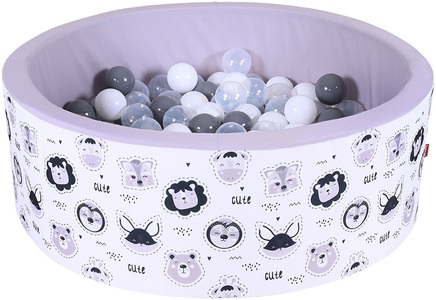 Knorrtoys, knorr® toys Bällebad soft - Cute Animals - 150 Bälle grau/weiß/transparent, Knorrtoys® Bällebad »Soft, Cute Animals«, mit 150 Bällen grau/weiss/transparent; Made in Europe