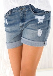 Buffalo, Buffalo Jeansbermudas, Buffalo Jeansbermudas, mit Destroyed-Effekten, Shorts zum Krempeln, kurze Hose