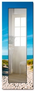 Artland, Artland Wandspiegel »Strand mit Sanddünen und Weg zur See«, Artland Dekospiegel »Strand mit Sanddünen und Weg zur See«, gerahmter Ganzkörperspiegel, Wanspiegel mit Motivrahmen, modern