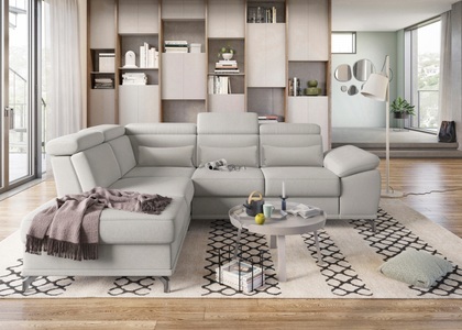 SIT&MORE, sit&more Ecksofa, sit&more Ecksofa »Cabrio L-Form, mit Sitztiefenverstellung, Arm- und Kopfteilverstellung«, 3 Nierenkissen, Federkern, optional Bettfunktion und Stauraum