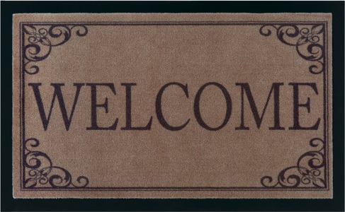 Hanse Home, Hanse Home - Fussmatte - 45 x 75 cm - Braun, Home affaire Fussmatte »Bennek, Welcome, Türmatte«, rechteckig, 5 mm Höhe, mit Spruch, Schrift Design, waschbar, Robust, Pflegeleicht, Rutschfest