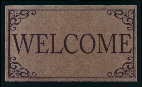 Hanse Home, Hanse Home - Fussmatte - 45 x 75 cm - Braun, Home affaire Fussmatte »Bennek, Welcome, Türmatte«, rechteckig, 5 mm Höhe, mit Spruch, Schrift Design, waschbar, Robust, Pflegeleicht, Rutschfest