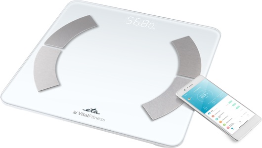 eta Körper-Analyse-Waage »ETA Vital Fitness« Smart-Körperwaage mit App und 18 Analysewerten, 180 kg Tragkraft