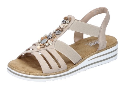 Rieker, Rieker Riemchensandale, mit sommerlicher Verzierung, Rieker Damen Hohe Sandalette Beige