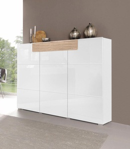 SERIE TOLEDO, Highboard »Serie Toledo«, Breite 148cm, INOSIGN Highboard »Toledo,Breite 147,5 cm,trendige Hochkommode mit 3 Türen 1SK«, Hochschrank mit viel Stauraum, stylische Hochglanzfronten
