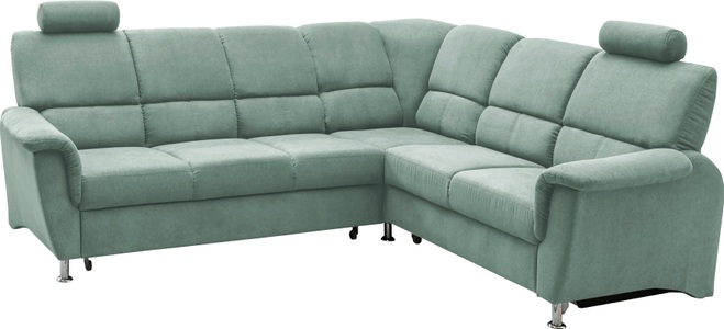 HOME AFFAIRE, Home affaire Ecksofa »Pisa«, mit Bettfunktion und Bettkasten, Home affaire Ecksofa »Pisa L-Form, mit Schlaffunktion, Stauraum, 2x höhenverstellbare«, Kopfstützen und Relaxfunktion im Eckelement