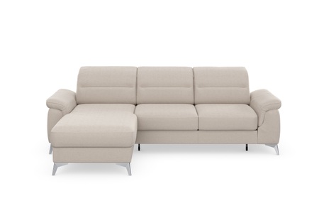 sit&more Ecksofa »Sinatra«, mit Recamiere, optinal mit Kopfteilverstellung und Armteilfunktion oder Kopfteilverstellung, Armteilfunktion, Bettfunktion und Bettkasten, chromfarbene Metallfüsse
